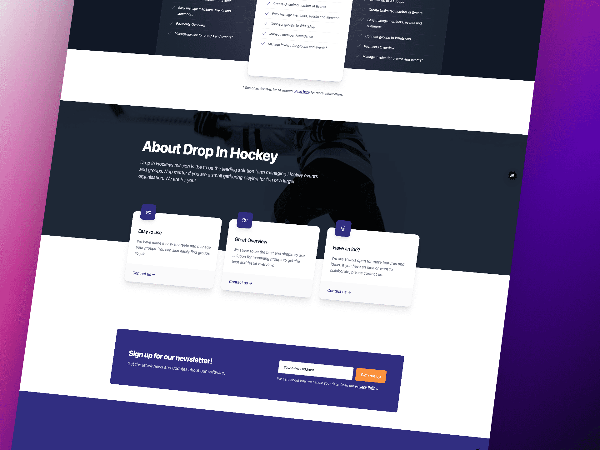Drop In Hockey Dashboard